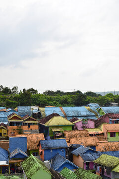 View of Colorful Jodipan village (Kampung Warna Warni Jodipan) in Malang, East Java, Indonesia