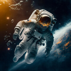 Fototapeta premium astronaut in space, using ai