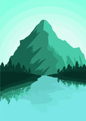 landscape with mountain and lake