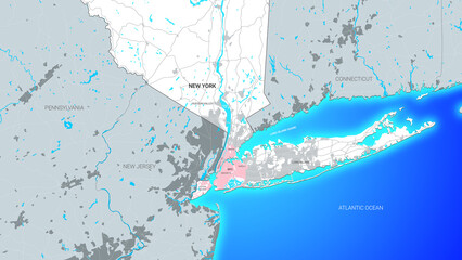 Map of state of New York and New York City