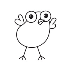 Cartoon chick. Cute baby farm birds line art. Hand drawn funny domestic animals. Vector isolated.