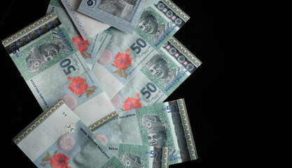 Close up of Malaysia Ringgit Banknotes