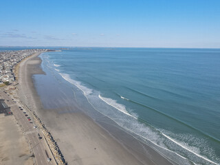 coastline of ocean and town
