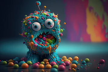 Fototapeta na wymiar Candy monster, generated by ai