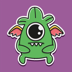 cute monster cartoon doodle design for coloring, backgrounds, stickers, logos, symbol, icons and more