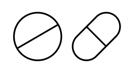 Pills icon vector illustration. capsule icon. Drug sign and symbol