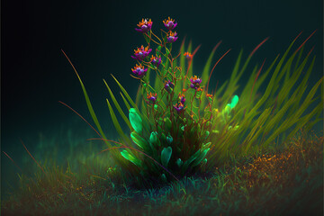 Naklejka premium Gardening, Planting Seeds, Plants and Flowers in Garden, Colorful Green, Generative ai