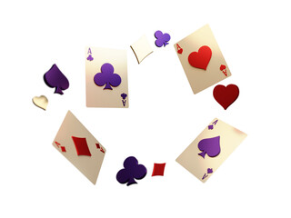 playing cards and poker sign composition - obrazy, fototapety, plakaty