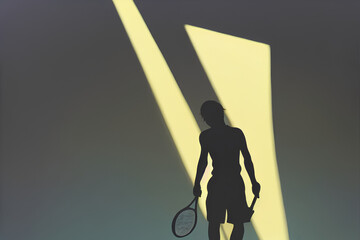 silhouette of a person with a tennis racquet,Generative IA