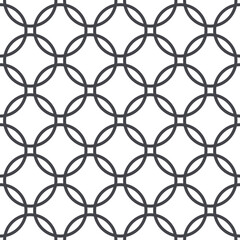 Naklejka premium Interlocking circles White and Black pattern. Seamless background tile.
