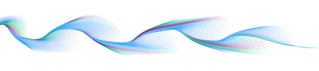 Abstract digital art Blue Waves dynamic lines in black background. Wave technology, transparent composition. png
