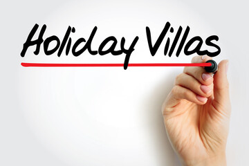 Holiday Villas are an alternative to traditional hotels or hostel accommodation, text concept background