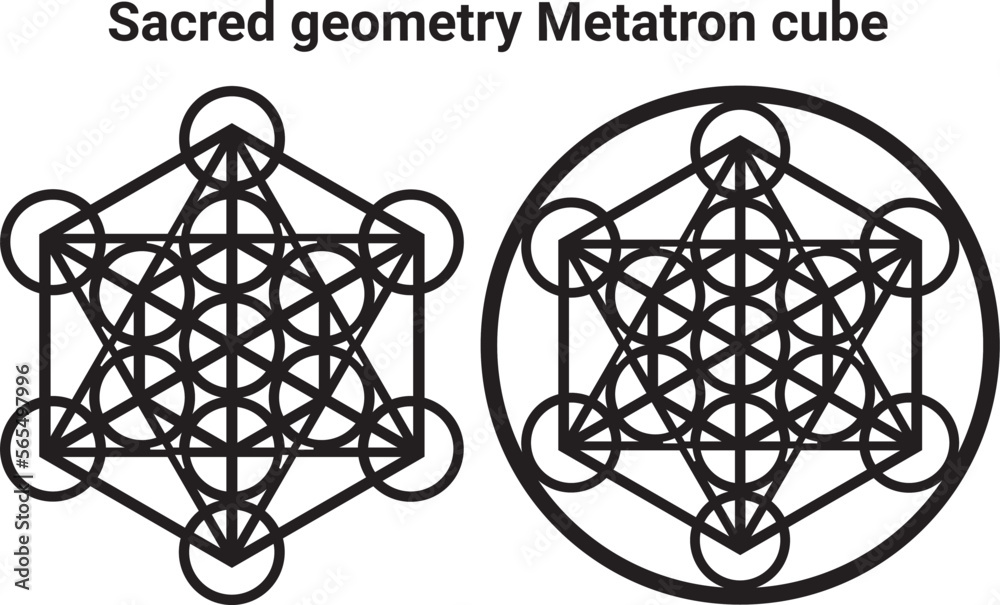 Wall mural Metatron cube sacred geometry crystal grid template vector design