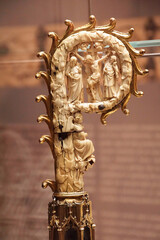 Ivory crozier crook hooked staff carried by a bishop