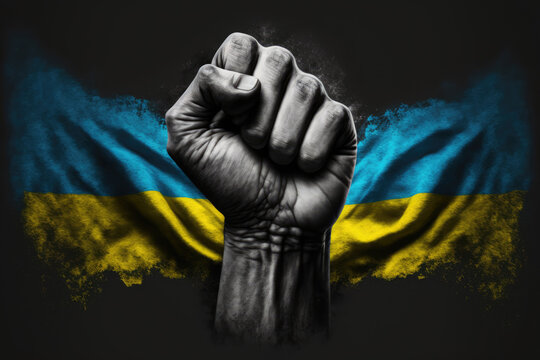 Ukraine war, winning Ukraine, with love with the heroes of ukraine, winning concept art, ukraine flag with fist, the symbol of winning, generative ai
