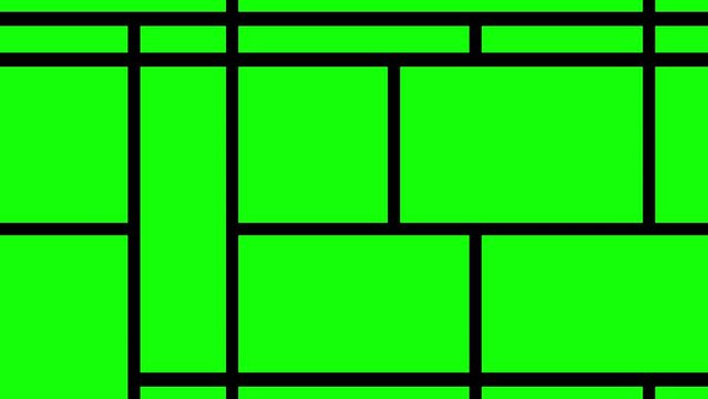 Geometric rectangle square abstract background slow black and green screen. 