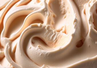 Close up of beige ice-cream. Generative AI