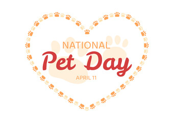National Pet Day on April 11 Illustration with Cute Pets of Cats and Dogs for Web Banner or Landing Page in Flat Cartoon Hand Drawn Templates
