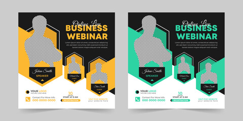 Editable business live webinar conference square social media post and digital marketing promotion advertising banner design template