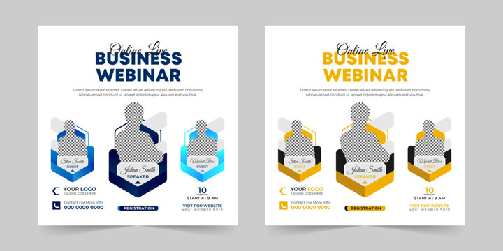 Editable business live webinar conference square social media post and digital marketing promotion advertising banner design template