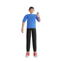 Character Using A Smartphone 3D Illustration