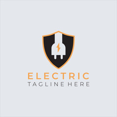 Creative electric shield logo design template