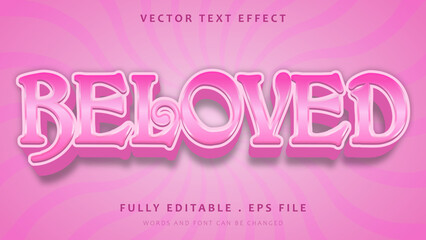3d Gradient Pink Beloved Editable Text Effect Design