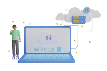 Cloud data sharing 3D Illustration