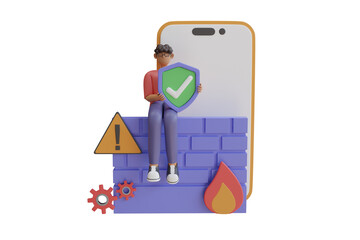 Firewall Security 3D Illustration