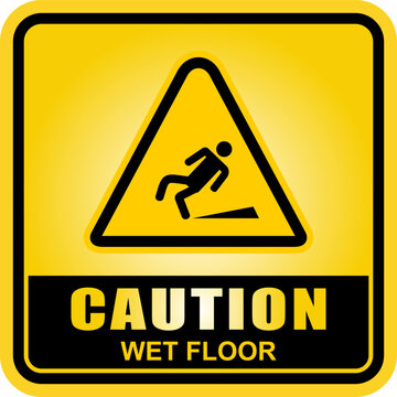Caution, wet floor, sign vector