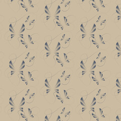 Fototapeta premium Butterflies and lines on a beige background.3d.