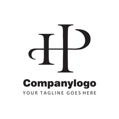 simple black letter hp for logo company design