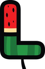 vector alphabet letters L with watermelon fruit concept
