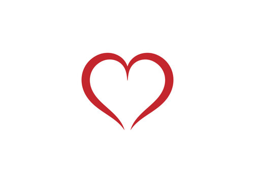 Love heart color line logo design.
