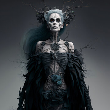 Scary halloween skeleton woman