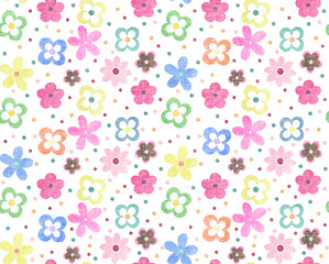 multicolor watercolor allover seamless spring daisy liberty flowers on white background.beautiful floral bouquet. watercolor floral pattern, Ditsy floral background. Liberty style. fabric, covers, man
