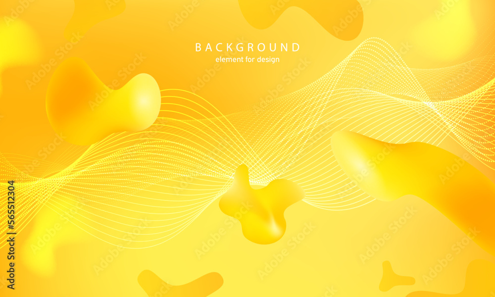 Sticker abstract gradient liquid yellow background. bright design texture. dynamic shapes composition for de