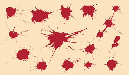 Messy splashes, spots, spatters, stains and blots. Great for food and drink themes and horror themes. 