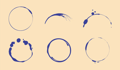 Set of simple vector wine, coffee ring, stains and splashes. Great for logos, backgrounds and overlays. 