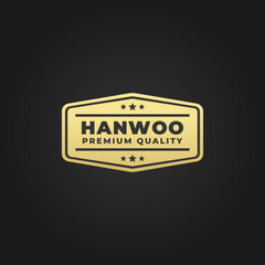 Elegant Hanwoo beef label or Hanwoo beef seal vector isolated on black background. Korean beef label for premium product. Hanwoo beef seal for korean meat product. Korean meat logo.