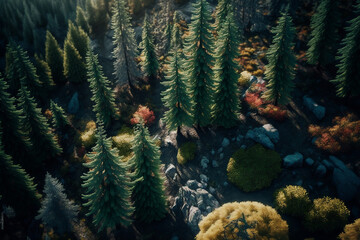 Primeval forest in sunshine - Generative AI