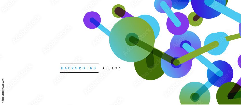 Poster Line points connections geometric abstract background. Circles connected by lines. Trendy techno business template for wallpaper, banner, background or landing