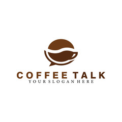 coffee talk combination of coffee beans and chat bubble. social logo vector icon illustration template.
