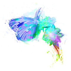 Fototapeta premium Watercolor Butterfly drawing, silhouette of a Butterfly, Watercolor Butterfly art, Butterfly, Png, Transparent
