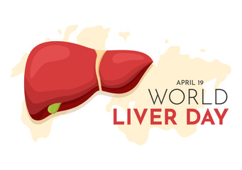 World Liver day on April 19th Illustration to Raise Global Awareness of Hepatitis in Flat Cartoon Hand Drawn for Web Banner or Landing Page Templates