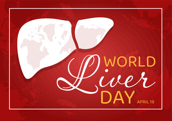 World Liver day on April 19th Illustration to Raise Global Awareness of Hepatitis in Flat Cartoon Hand Drawn for Web Banner or Landing Page Templates
