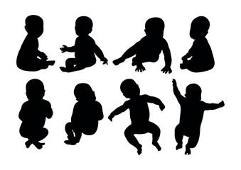 Children illustration silhouette for baby shower, gender reveal party. Stencil templates for design, cutting, sublimation printing
