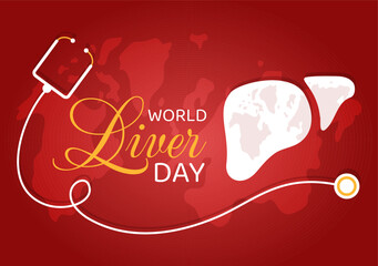 World Liver day on April 19th Illustration to Raise Global Awareness of Hepatitis in Flat Cartoon Hand Drawn for Web Banner or Landing Page Templates
