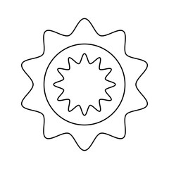 Geometric Flower clipart. Black and white outline graphic element. Simple Vector illustration. Png with transparent background