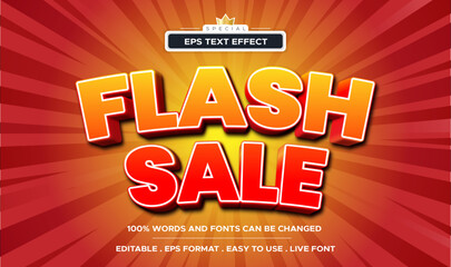 Flash sale text effect template with minimalist style and bold font concept use for brand label and promotion tag